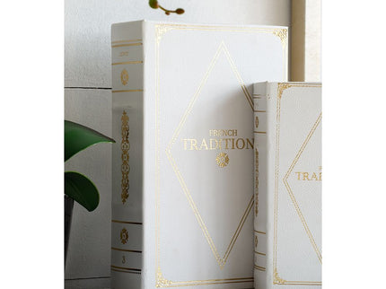 Book Boxes (Set of 2) - White / Gold