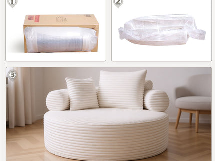 Round Sofa Bed With 3 Pillows For Living Room