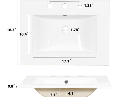 Bathroom Vanity With Sink, Soft Close Door, Double Layer Door Shelf And 3 Drawers - Gray