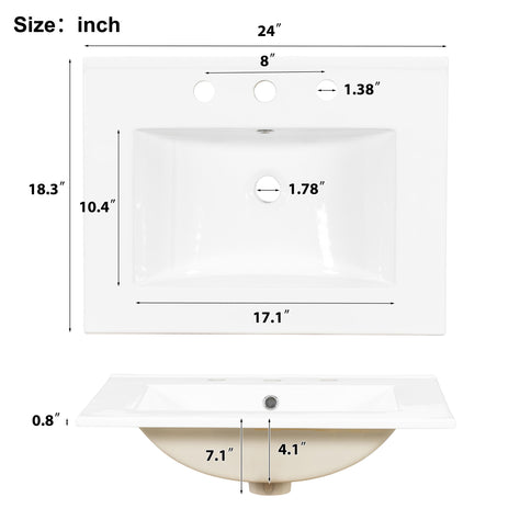 Bathroom Vanity With Sink, Soft Close Door, Double Layer Door Shelf And 3 Drawers - Gray