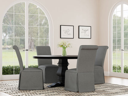 Allende - Round Dining Pedestal Table With Carved Base - Black