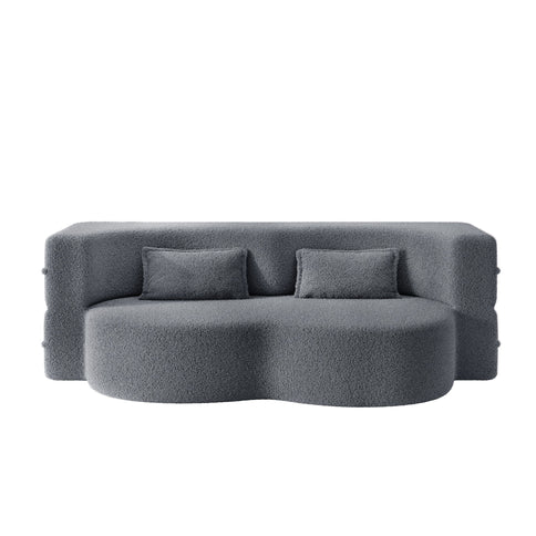 Modern Floor Sofa With 2 Pillows, Twin Size For Living Room