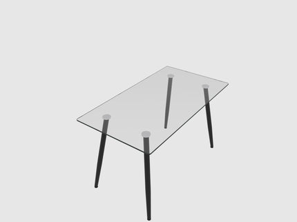 Modern Minimalist Rectangular Glass Dining Table With Tempered Glass Top Metal Legs, For 4 - 6 - Transparent