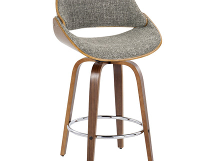 Fabrizzi - Mid Century Modern Fixed Height Counter Stool With Swivel With Round Footrest (Set of 2)