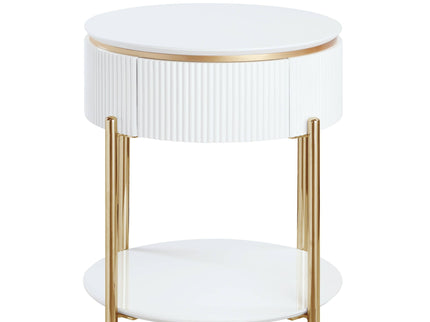 Daveigh - High Gloss End Table - Gold / White