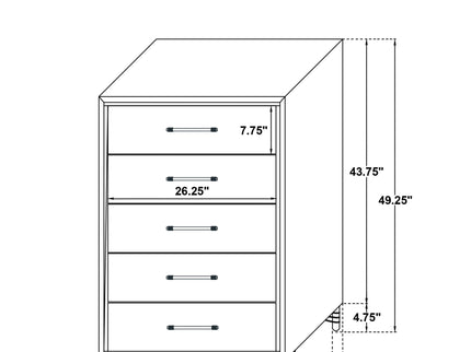 Malcolm - 5 Drawer Bedroom Chest - Black
