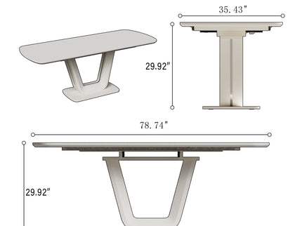 Modern Industrial Style Expandable Dining Table With U Shaped Legs - Antique Gray White