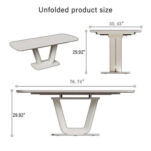 Modern Industrial Style Expandable Dining Table With U Shaped Legs - Antique Gray White