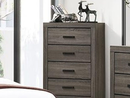 1 Piece Chest Bar Handle Bedroom Furniture With Texture And Clean Lines - Gray