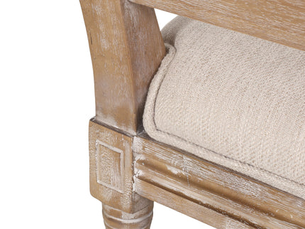 French Country Dining Chair With Rectangular Cane Backrest And Smooth Upholstered Seating