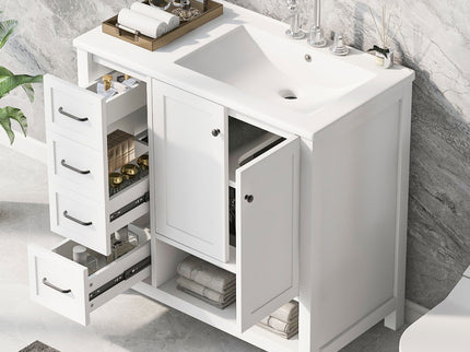 Modern Bathroom Vanity With Sink Top, 2 Doors And 2 Drawers