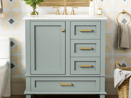 Bathroom Vanity, Modern Bathroom Cabinet With Sink Combo Set, Bathroom Storage Cabinet With A Soft Closing Door And 3 Drawers, Solid Wood Frame
