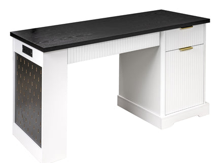 Modern Fluted Office Desk With Storage Cabinet