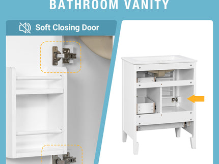 Modern Bathroom Vanity With Sink, Freestanding Cabinet With Drawers And Shelves