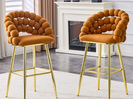 Bubble, Ball Chain Tufted Bar Chairs For Kitchen Island & Home Bar (Set of 2)