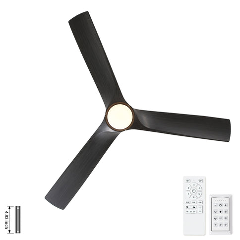 Reversible Quiet Motor Ceiling Fan Light With ABS Blades - Black / Gray