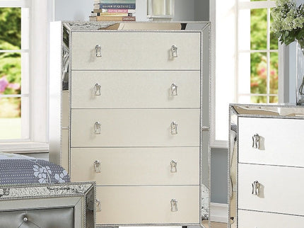5 Drawer Chest Bedroom Furniture - Silver