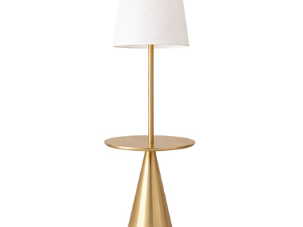 Celestial - Modern Floor Lamp With Accent Table With Large Shade - Gold / White