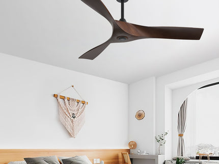 52" Blade Ceiling Fan Without Light, 6 Speed Reversible DC Motor For Living Room, Outdoor Use - Black