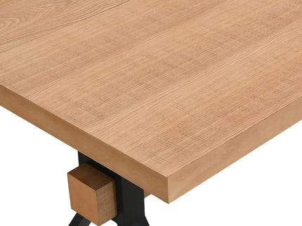 Farmhouse Style X Shaped Legs Dining Table With Metal - Natural