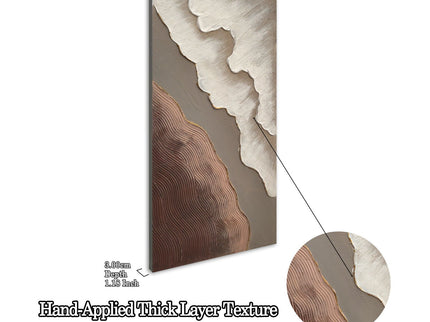 Abstract Wall Art, Textured Canvas Painting With Accents, Decor For Living Room (Set of 2) - Antique Brown+White