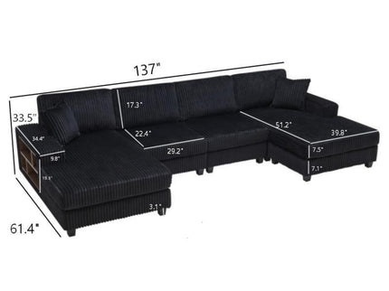 U-Shaped Convertible Sofa, 4 Seater Large Living Room Lounge