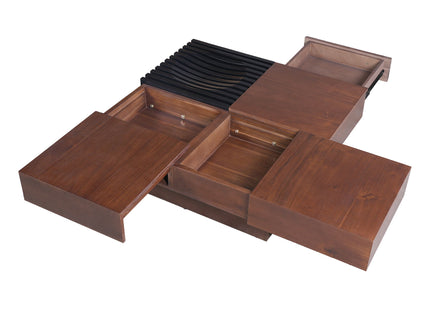 Italian Retro Inspired Acacia Wood Storage Coffee Table - Brown / Black