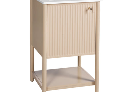 Bathroom Vanity With Sink, Freestanding Single Cabinet Set - Cream White