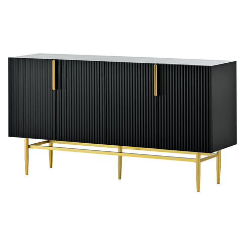 Modern Elegant 4 Door Sideboard Metal Handle Buffet Cabinet For Dining Room, Living Room, Bedroom, Hallway