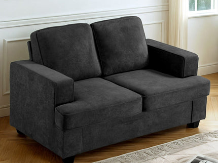 Modern Loveseat, Comfortable 2 Seater Couch With Deep Seating, Loose Back Cushions, Wide Arms