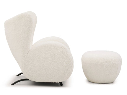 Wingback Armchair & Ottoman Combo For Living Room - White