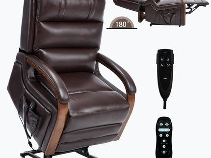 Power Lift Recliner Chair Dual Motor Infinite Position With Heat Massage And Heavy Duty Motion Mechanism - Brown