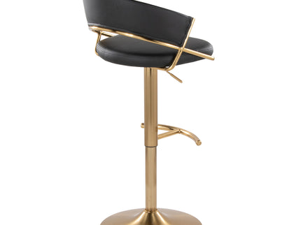 Jie - Contemporary Adjustable Barstool With Swivel With Rounded T Footrest (Set of 2)