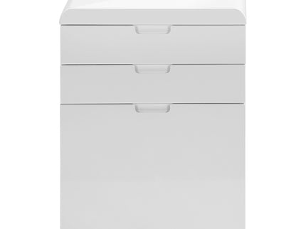 File Cabinet, Rolling Mobile, Storage Drawers, Printer Stand, Office, Work, Glossy Contemporary, Modern - White