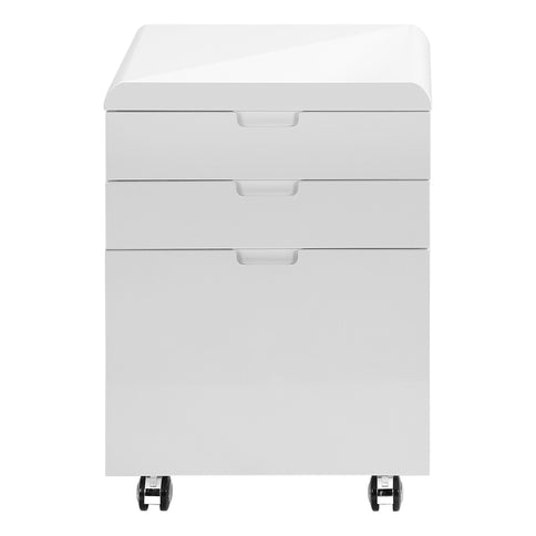 File Cabinet, Rolling Mobile, Storage Drawers, Printer Stand, Office, Work, Glossy Contemporary, Modern - White