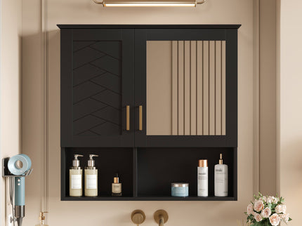 2 In 1 Wall-Mounted Mirror Cabinet With Adjustable Shelves, Soft-Close Doors, High-Definition Mirror & Storage