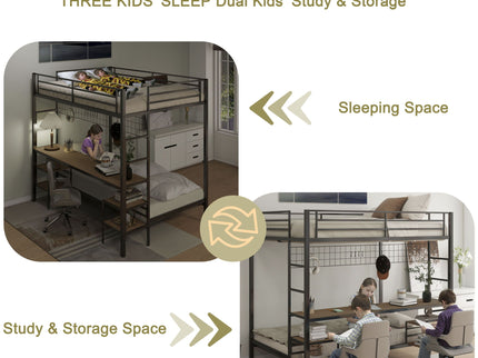 Ethan - Bunk Bed With Desk, Charging Station, Storage Shelves
