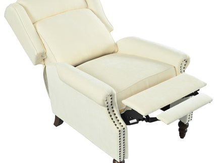 Push Back Recliner Chair Upholstered Recliner Armchair With Classic Wing Back And Solid Gourd-Shaped Legs