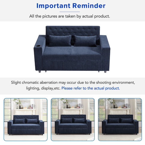 Pull-Out Sofa Bed Convertible Couch With Adjustable Backrest For Living Room