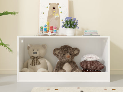 Open Toy Storage Box For Kids, Organizer Bin For Plush Toys, Books - White