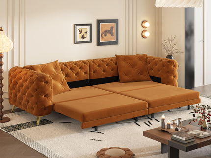 3 In 1 Convertible Sleeper, Deep Seat Pull Out Sofa Bed, Button Tufted