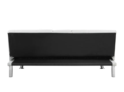 Futon Sofa Bed With Armrest Two Holders Wood Frame, Stainless Leg