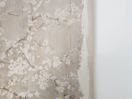 Large Cherry Blossom Canvas Art Print, Home Decor Accent Piece - Gray / White Matte