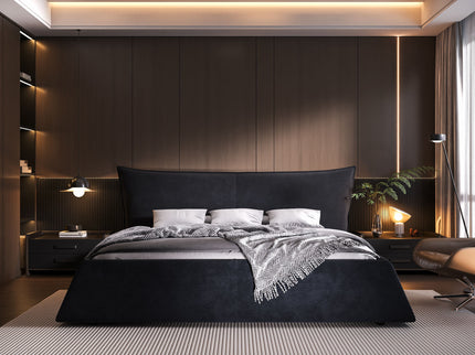 Upholstered Platform Bed With Special Shaped Headboard