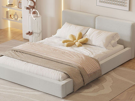 Upholstered Platform Bed, Grounded Bed With Solid Frame