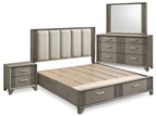 Dark Gray / 4 Pc. Bed, Nightstand, Dresser, Mirror / Queen