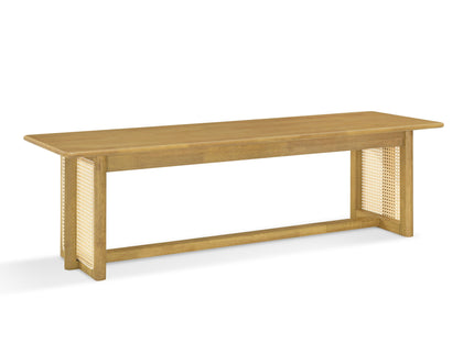 Dining Bench With Rattan Weave