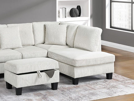 Sectional Sofa With Storage Ottoman And Pillows