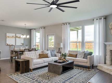 72" Large Design Ceiling Fan With Smart Remote Control, 6 Wind Speed DC Motor For Living Room - Black