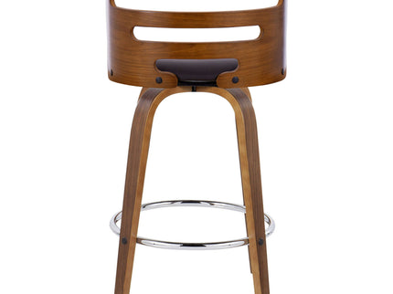 Cosini - Mid Century Modern Fixed Height Barstool With Swivel With Round Footrest (Set of 2)